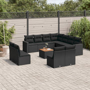 Loungeset 12-delig poly rattan zwart
