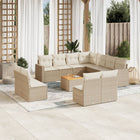 12-piece lounge set with cushions poly rattan beige