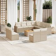 Loungeset poly rattan 12-delig beige