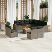 Loungeset 12-delig poly rattan grijs