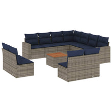 12-delige Loungeset met kussens poly rattan grijs