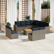 12-piece lounge set with cushions poly rattan grey
