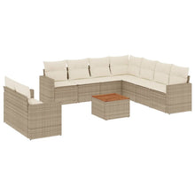 10-Delige Loungeset Met Kussens Poly Rattan Beige