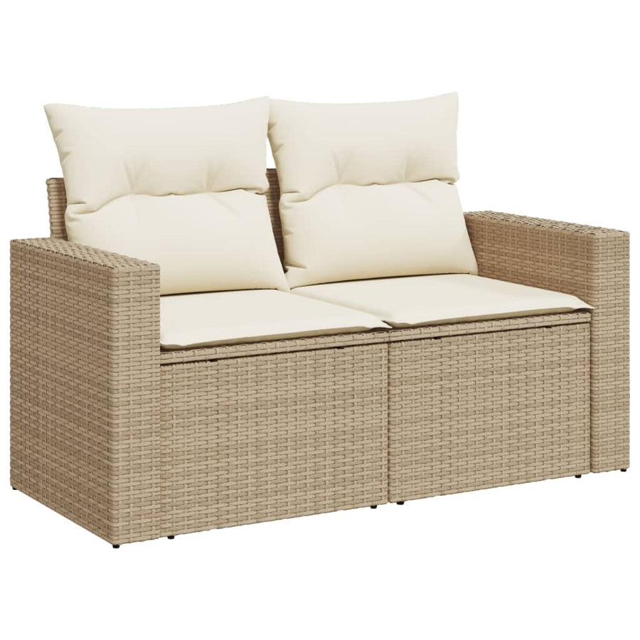 10-Delige Loungeset Met Kussens Poly Rattan Beige