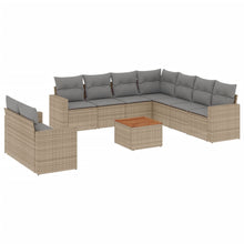 10-Delige Loungeset Met Kussens Poly Rattan Gemengd Beige