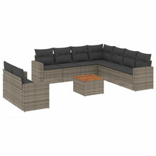 10-Delige Loungeset Met Kussens Poly Rattan Grijs