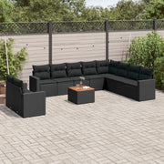 Loungeset 11-delig poly rattan zwart