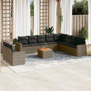 Loungeset 11-delig poly rattan grijs