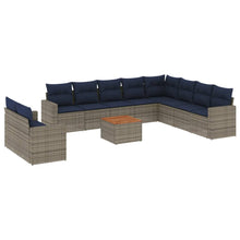 11-delige Loungeset met kussens poly rattan grijs
