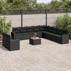 12-piece lounge set with cushions poly rattan black
