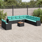 12-piece lounge set with cushions poly rattan black