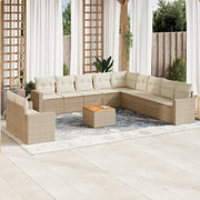 Loungeset poly rattan 12-delig beige