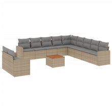 12-Delige Loungeset Met Kussens Poly Rattan Gemengd Beige