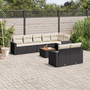 Loungeset 9-delig poly rattan zwart