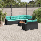 9-piece lounge set with cushions poly rattan black
