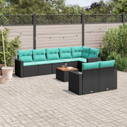 Loungeset 9-delig poly rattan zwart
