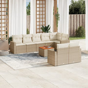 Loungeset 9-delig poly rattan beige