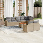 9-Delige Loungeset Met Kussens Poly Rattan Gemengd Beige