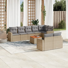 9-Delige Loungeset Met Kussens Poly Rattan Gemengd Beige