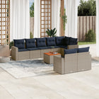 9-piece Loungeset with cushions poly rattan grey