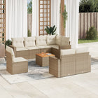 9-Delige Loungeset Met Kussens Poly Rattan Beige