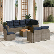 Loungeset 9-delig poly rattan grijs