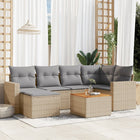 7-Delige Loungeset Met Kussens Poly Rattan Gemengd Beige