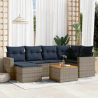 7-piece garden sofa set with cushions, grey poly rattan