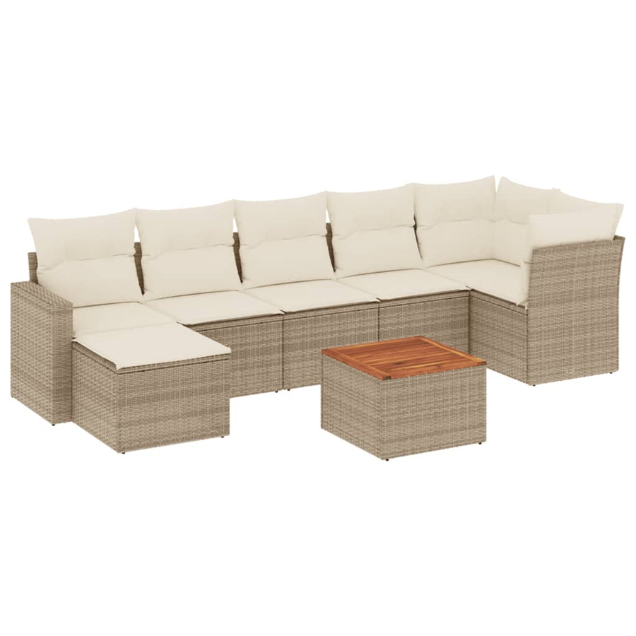 8-Delige Loungeset Met Kussens Poly Rattan Beige