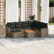 Loungeset 8-delig poly rattan grijs
