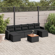 Loungeset 8-delig poly rattan zwart