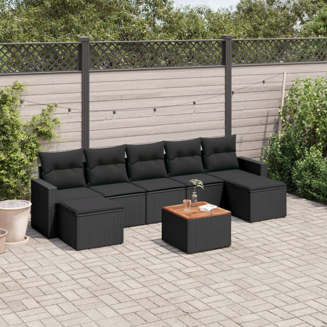 8-Delige Loungeset Met Kussens Poly Rattan Zwart