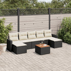 8-piece Lounge Set with Cushions Polyrattan Black