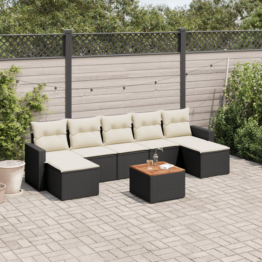 8-Delige Loungeset Met Kussens Poly Rattan Zwart