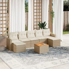 8-Delige Loungeset Met Kussens Poly Rattan Beige