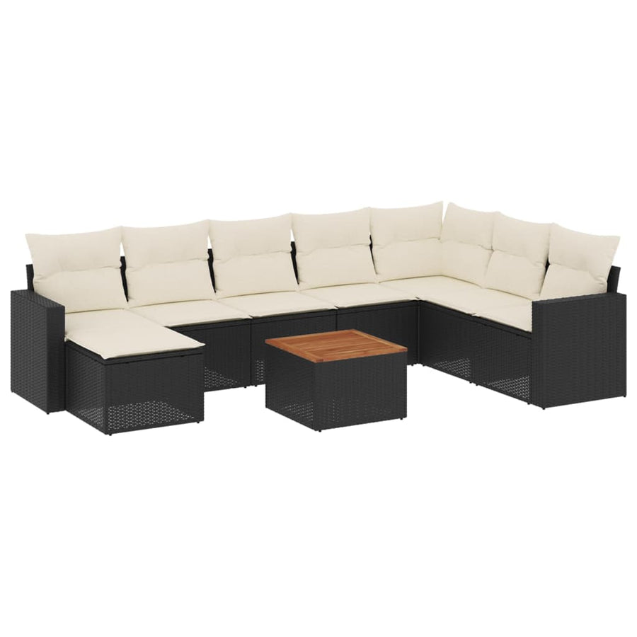 10-Delige Loungeset Met Kussens Poly Rattan Zwart
