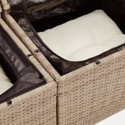 10-Delige Loungeset Met Kussens Poly Rattan Beige