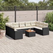 Loungeset poly rattan 10-delig zwart