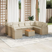 Loungeset 10-delig poly rattan beige