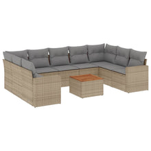 10-Delige Loungeset Met Kussens Poly Rattan Gemengd Beige