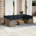 10-piece Lounge Set with Cushions Poly Rattan Grey