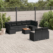 Loungeset 10-delig poly rattan zwart