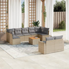 10-Delige Loungeset Met Kussens Poly Rattan Gemengd Beige