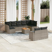 Loungeset 10-delig poly rattan grijs