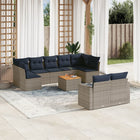 10-piece Lounge Set with Cushions Poly Rattan Grey