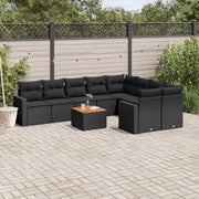 Loungeset 10-delig poly rattan zwart