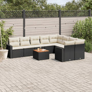 Loungeset 10-delig poly rattan zwart