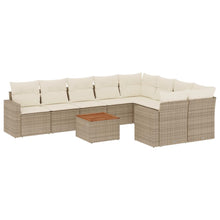 10-Delige Loungeset Met Kussens Poly Rattan Beige