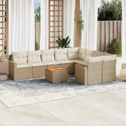 Loungeset 10-delig poly rattan beige