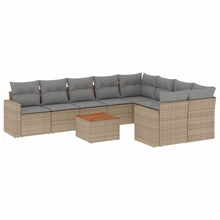 10-Delige Loungeset Met Kussens Poly Rattan Gemengd Beige